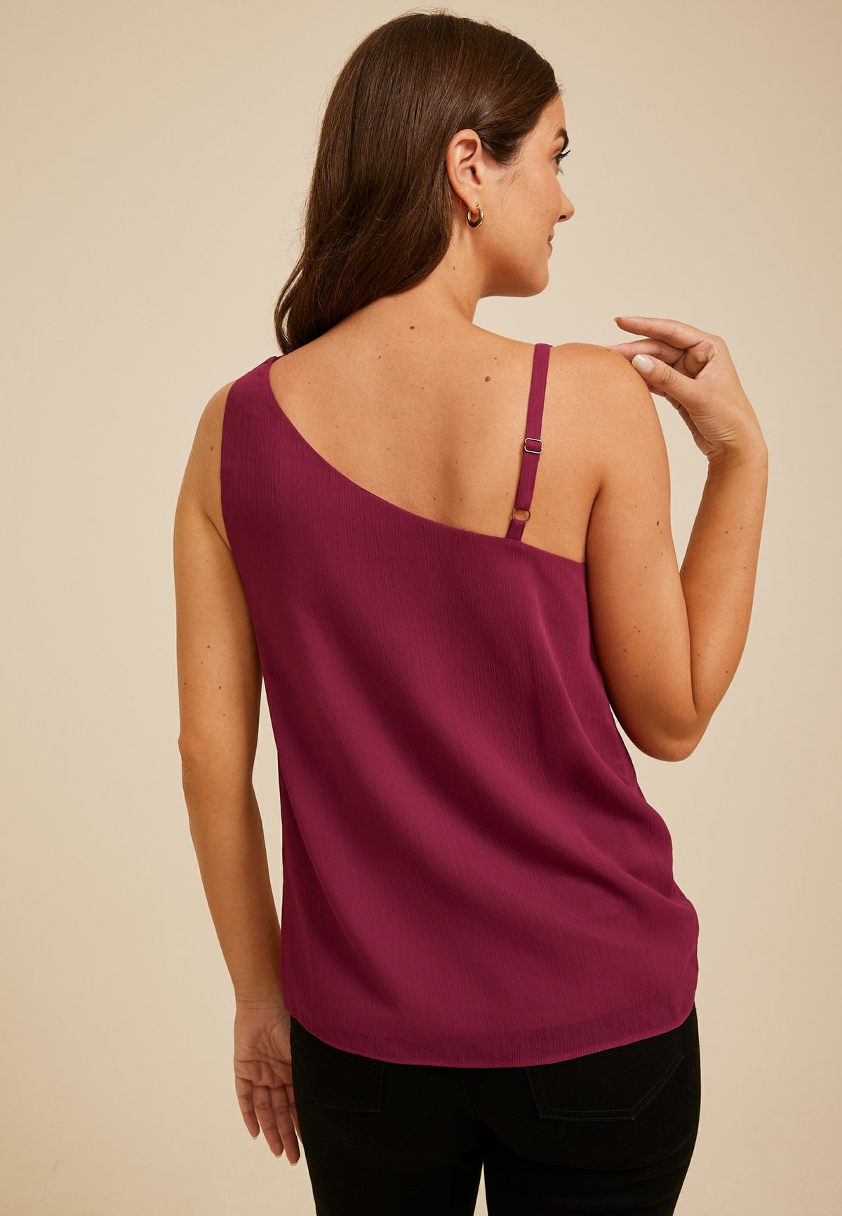 Studio Y One Shoulder Drape Neck Tank Top