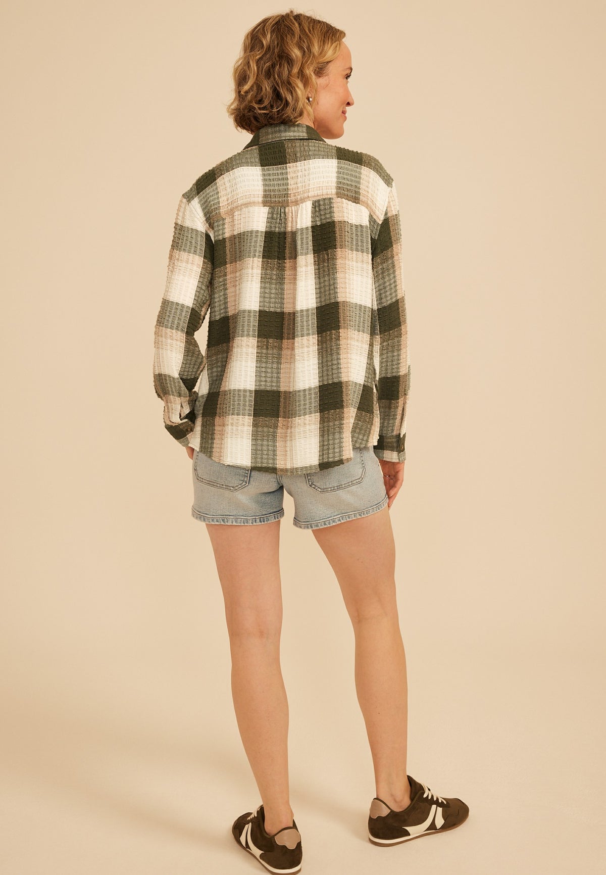 Pucker Plaid Button Down Shirt