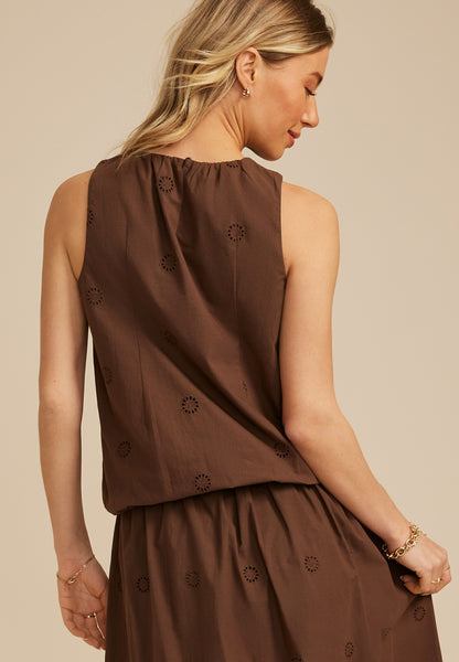 Eyelet Bubble Hem Tank Top