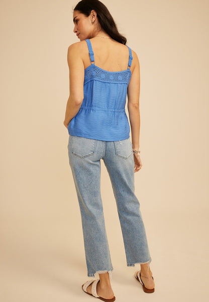 Crochet Trim Peplum Tank Top