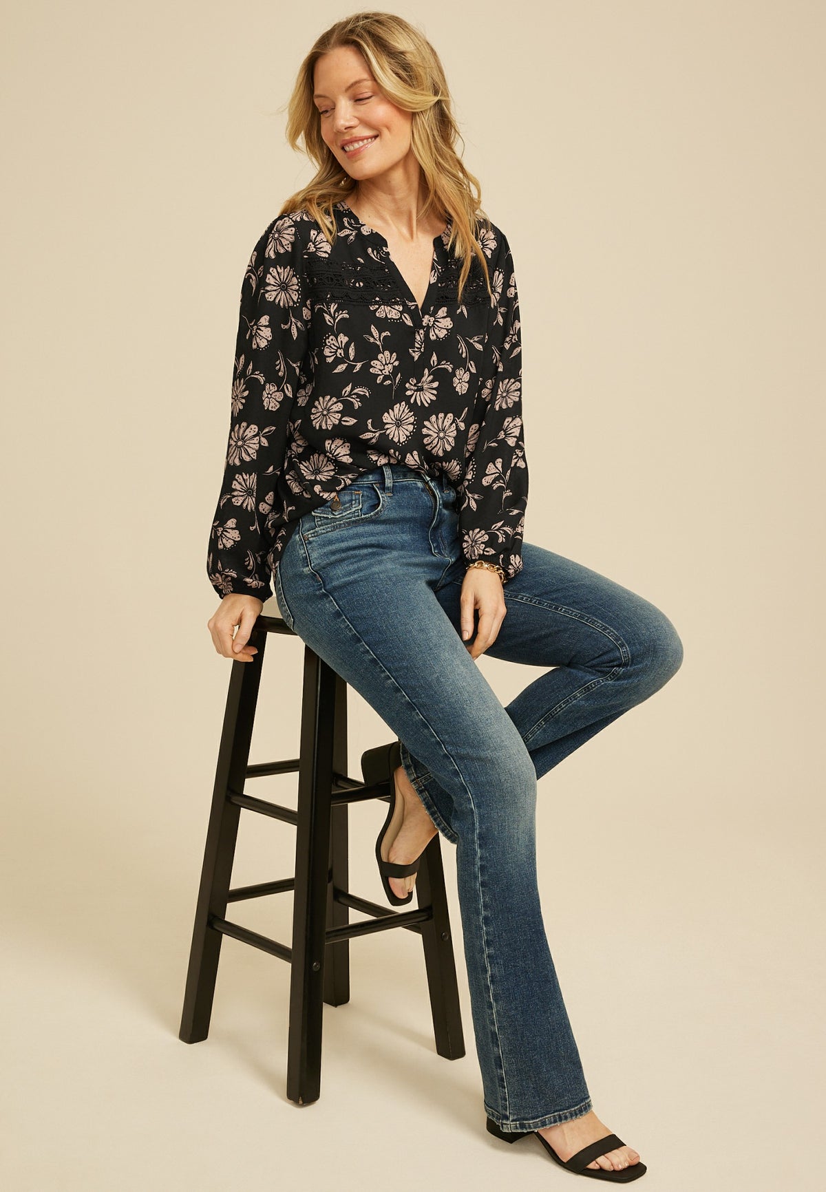Floral Crochet Trim Blouse