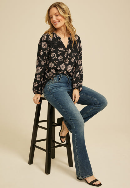 Floral Crochet Trim Blouse