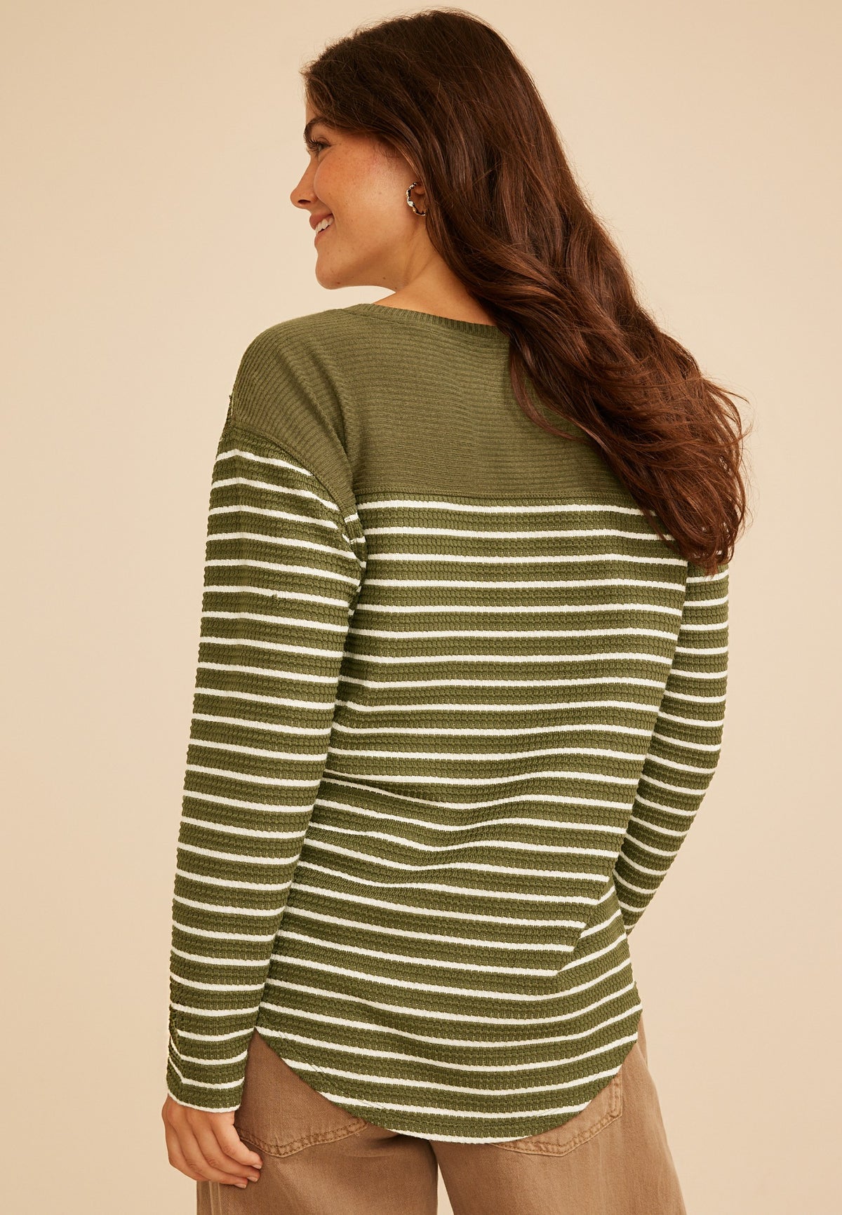 Haven Waffle Stripe Crew Neck Top