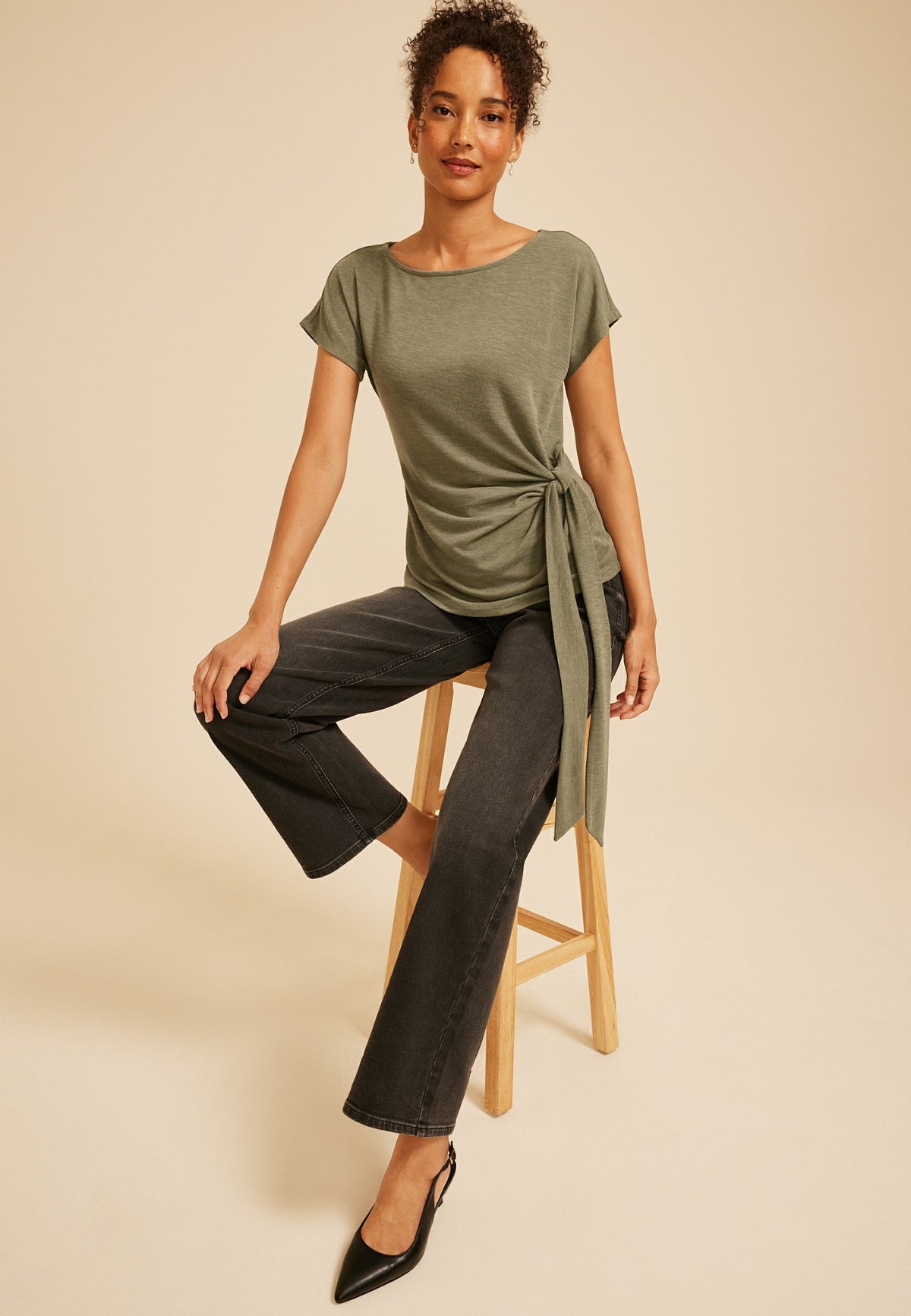 Boat Neck Side Tie Tee
