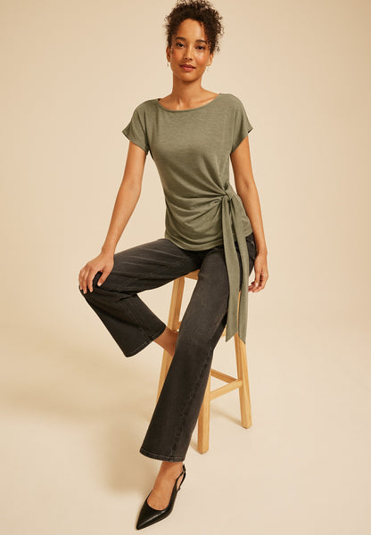 Boat Neck Side Tie Tee