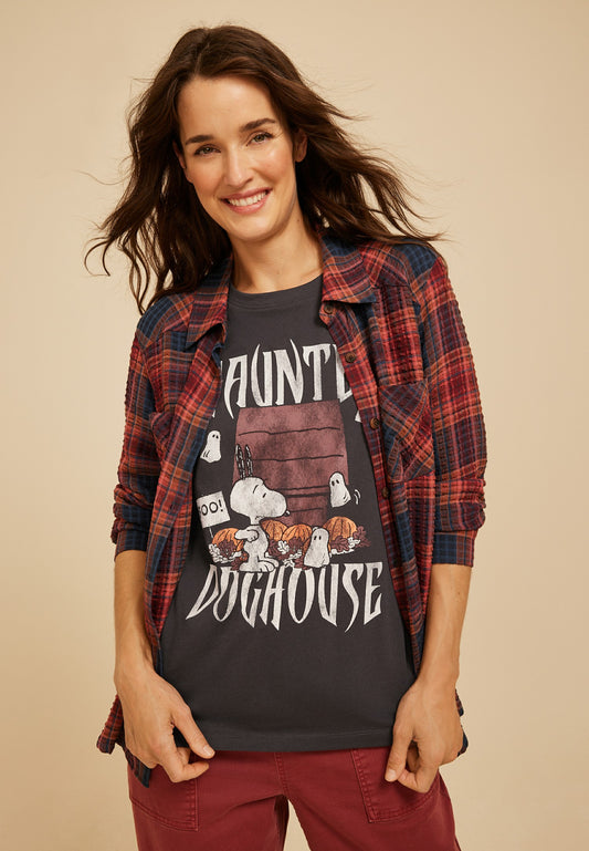 Snoopy Haunted Doghouse Classic Fit Graphic Tee