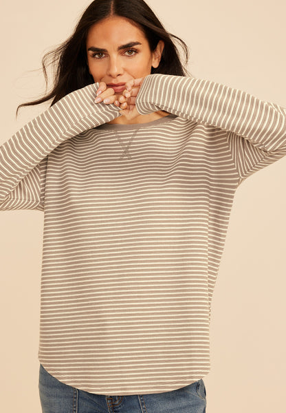 24/7 Clara Textured Stripe Long Sleeve Tee
