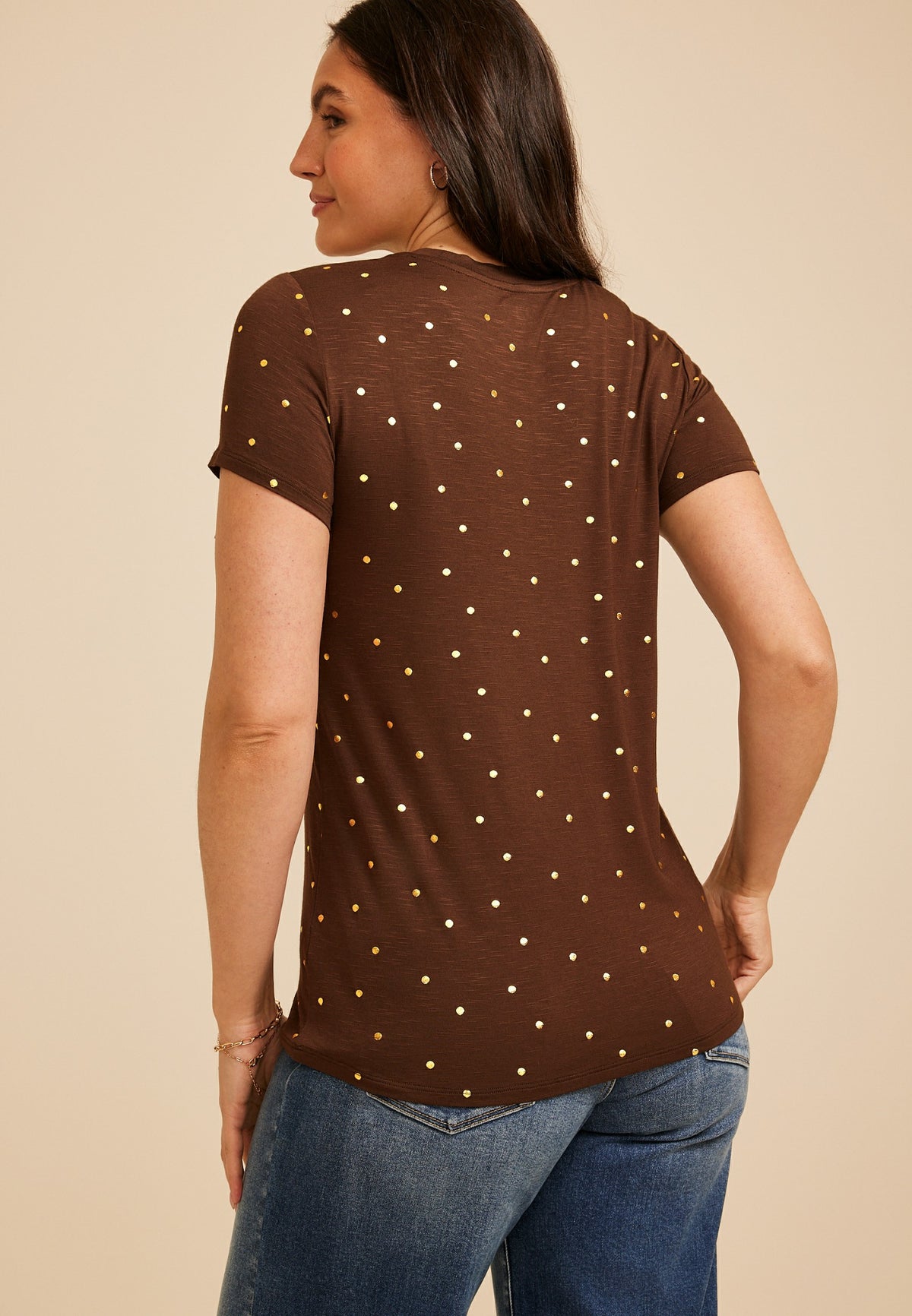 24/7 Kennedy Metallic Polka Dot Crew Neck Tee