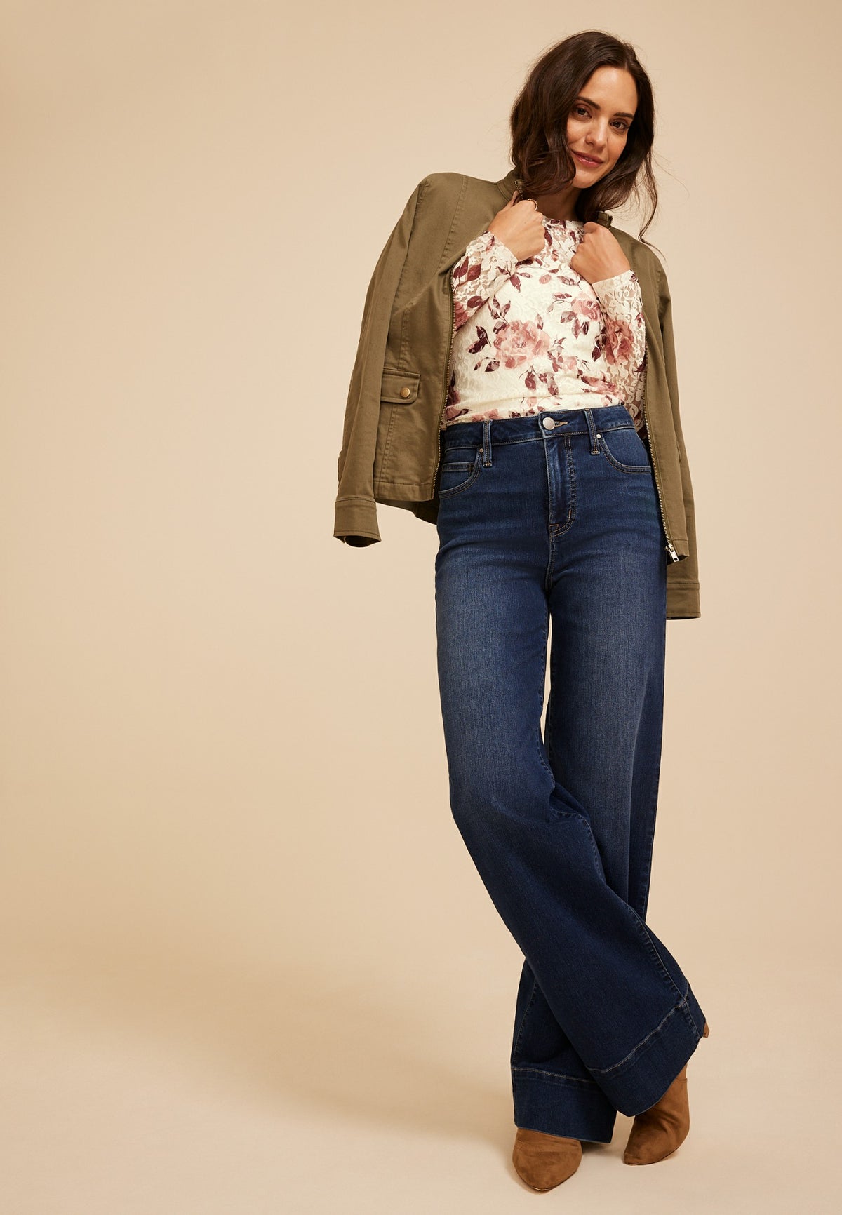 Floral Printed Lace Long Sleeve Top