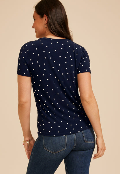 24/7 Polka Dot Side Knot Tee