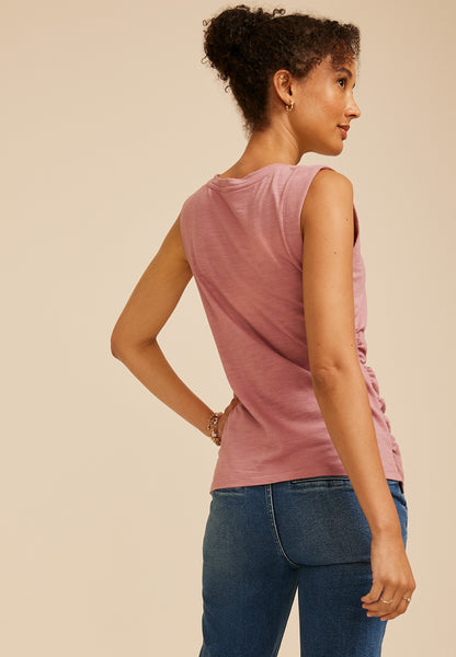 Cinch Front Notch Neck Tank Top