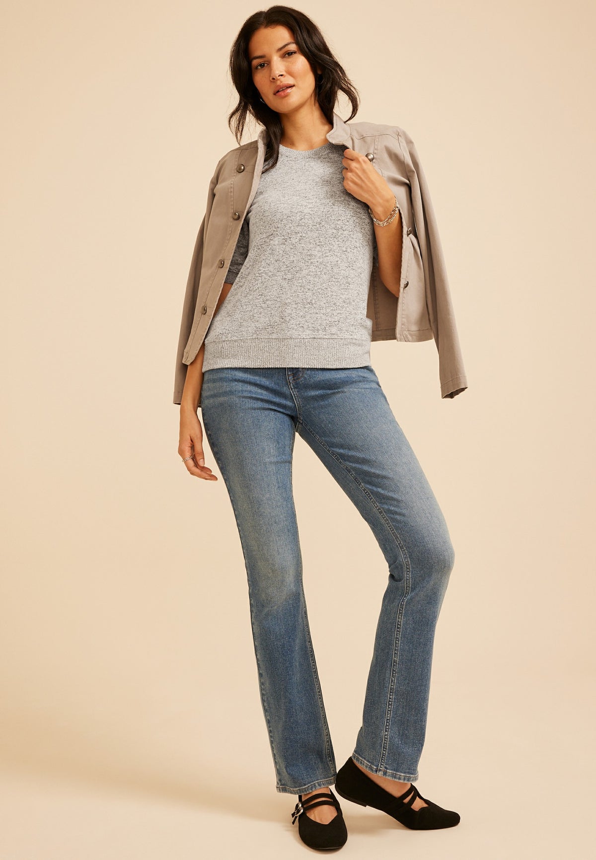 Heathered Hacci Puff Sleeve Top