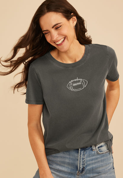 Game Day Embroidered Football Classic Fit Graphic Tee