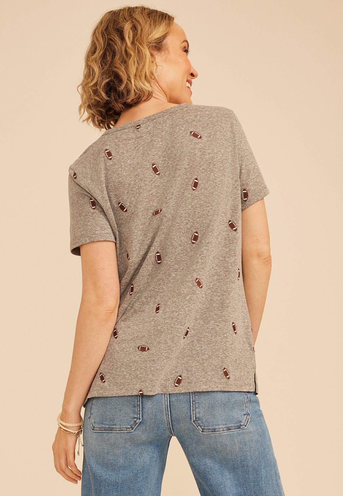 24/7 Dawson Football Embroidered V Neck Tee