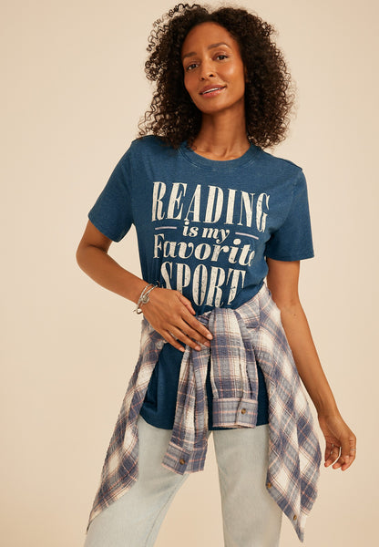 Reading Is My Favorite Sport Oversized Fit Graphic Tee