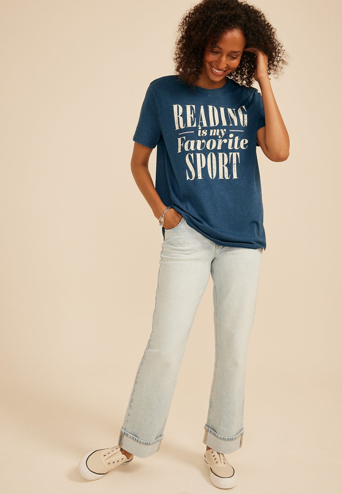 Reading Is My Favorite Sport Oversized Fit Graphic Tee