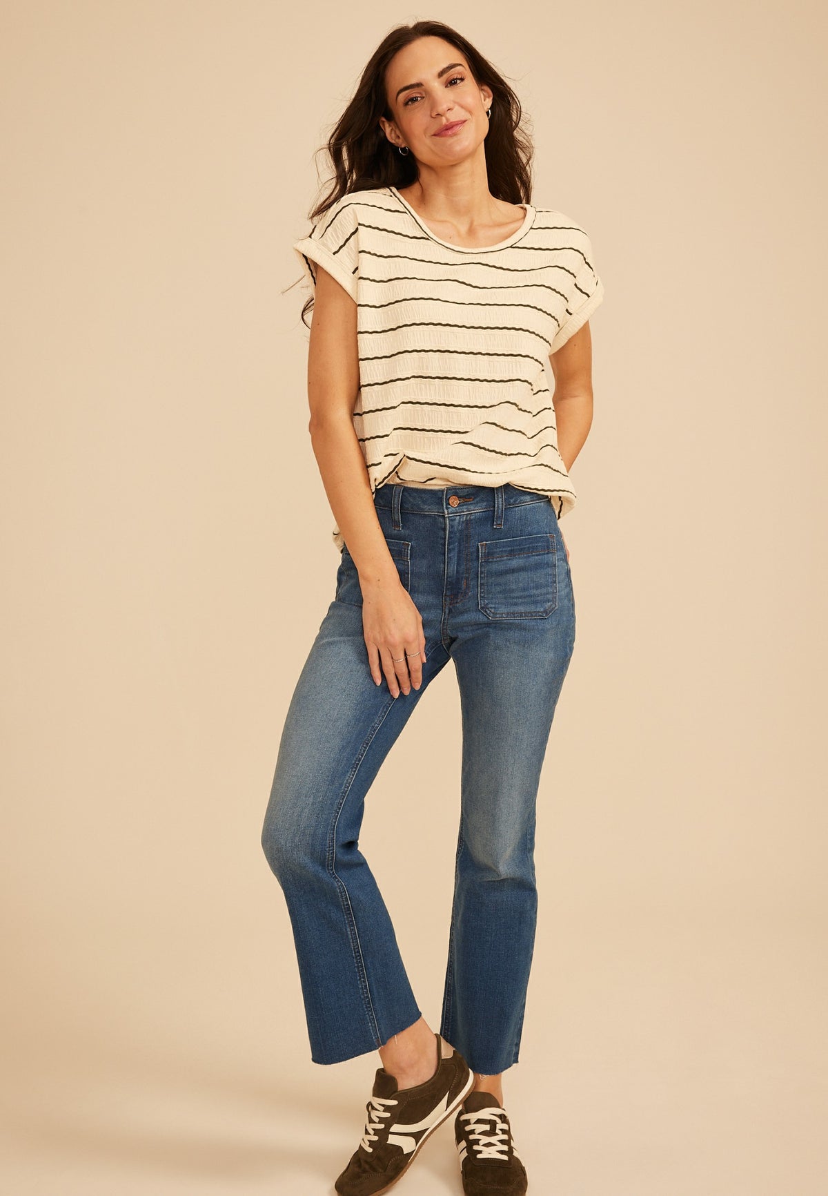 24/7 Clara Striped Jacquard Tee