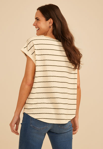 24/7 Clara Striped Jacquard Tee