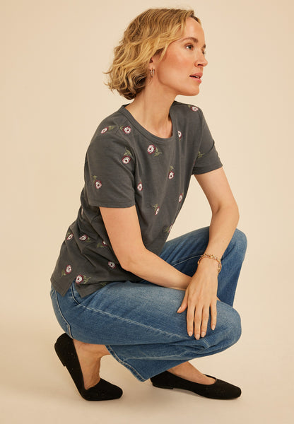 24/7 Dawson Embroidered Rose Crew Neck Tee