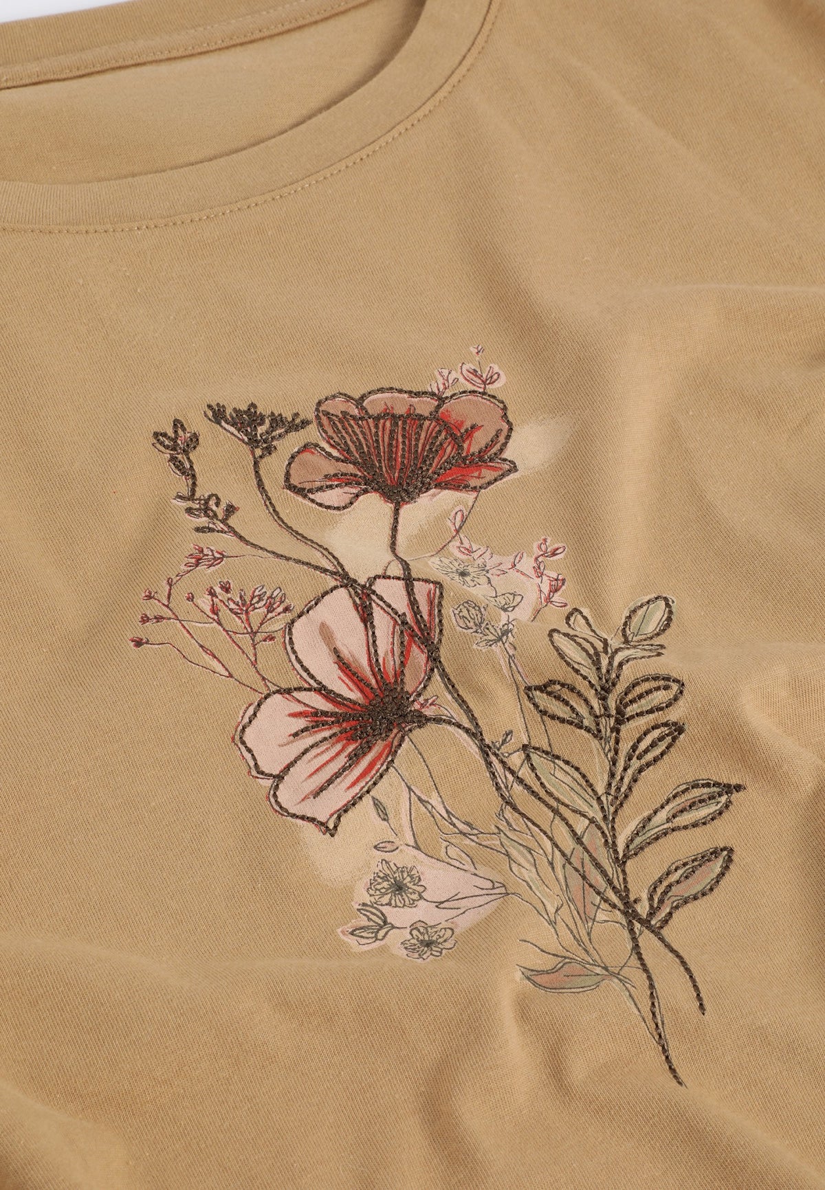 Painterly Floral Embroidered Classic Fit Graphic Tee