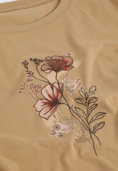 Painterly Floral Embroidered Classic Fit Graphic Tee