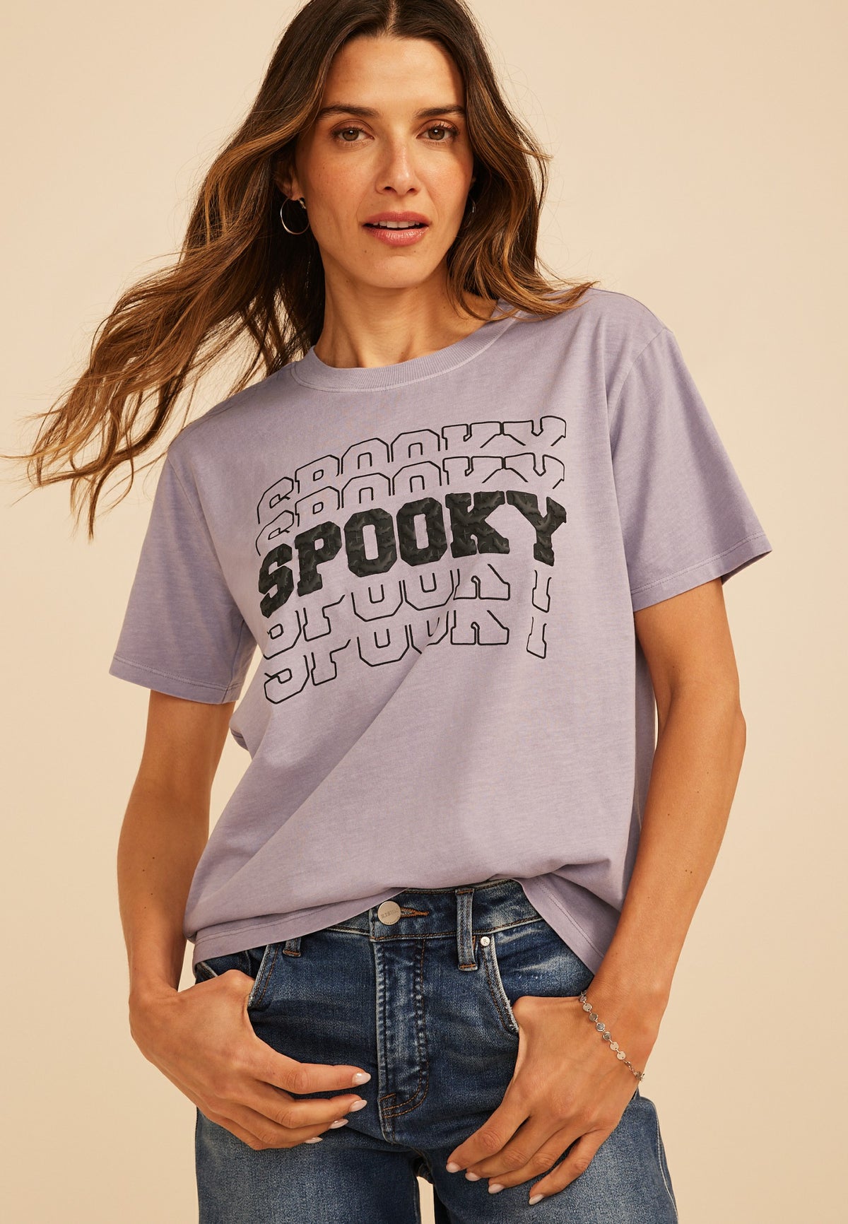 Spooky Bat Print Vintage Fit Graphic Tee