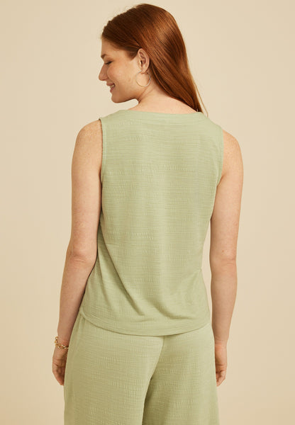Textured Button Front Tank Top
