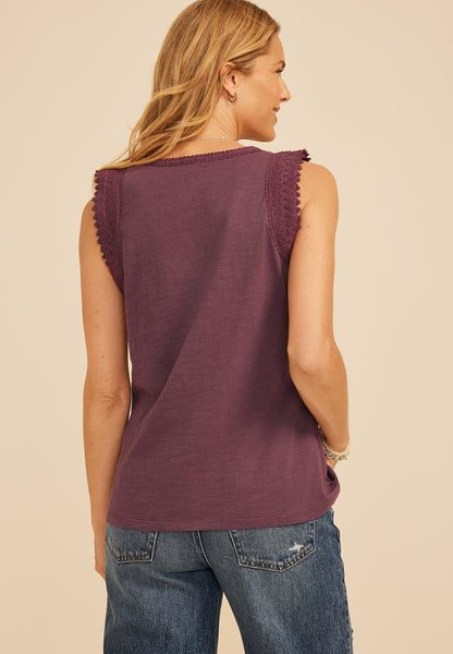 Lace Trim V Neck Tank Top