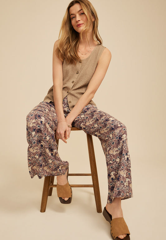 Textured Button Front Tank Top