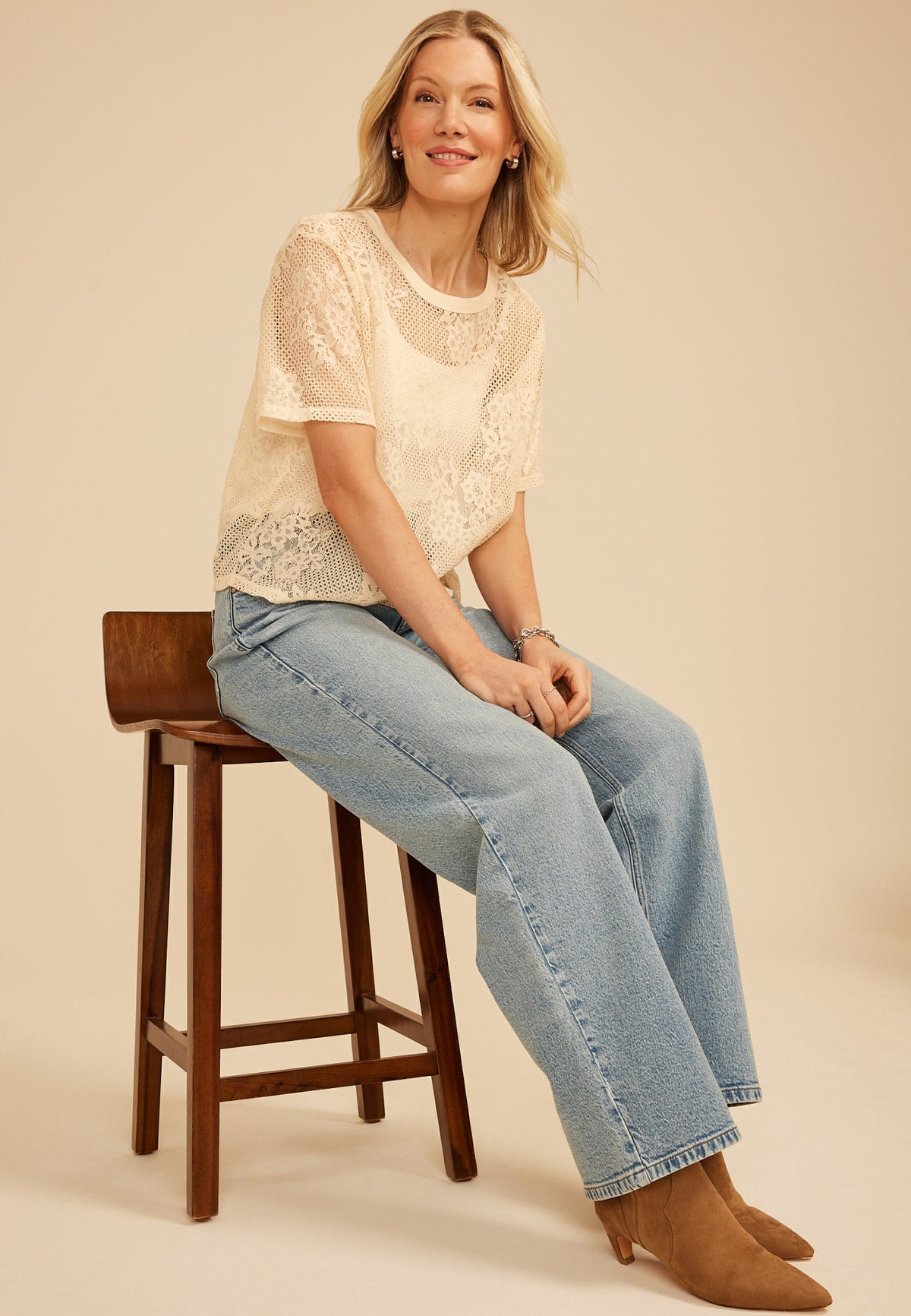 Studio Y Sheer Floral Lace Tee