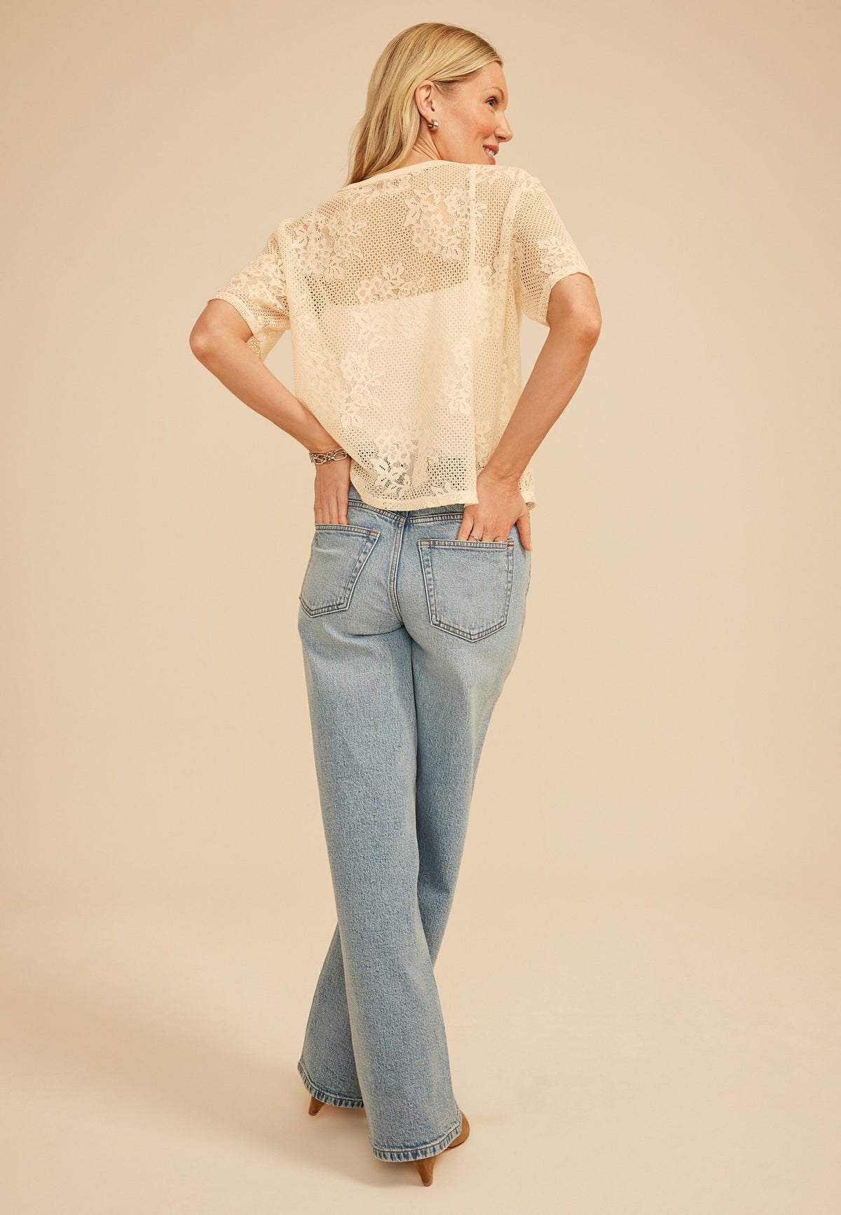 Studio Y Sheer Floral Lace Tee