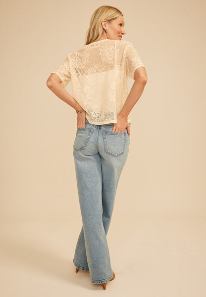 Studio Y Sheer Floral Lace Tee