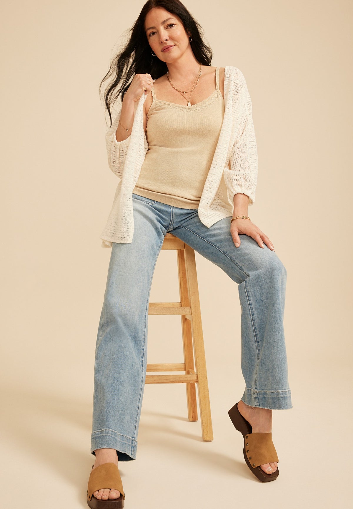 Heathered Embellished Ribbed V Neck Cami