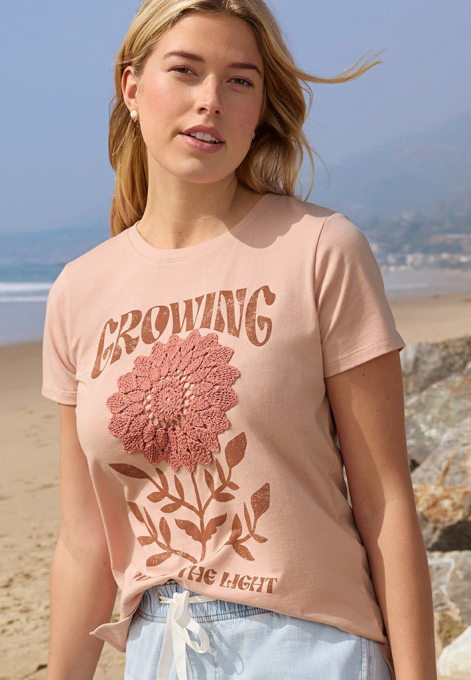 Crochet Floral Classic Fit Graphic Tee