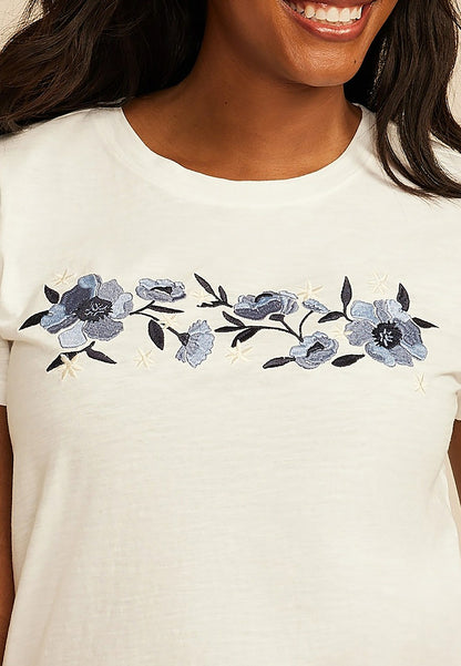 Floral Embroidered Classic Fit Graphic Tee
