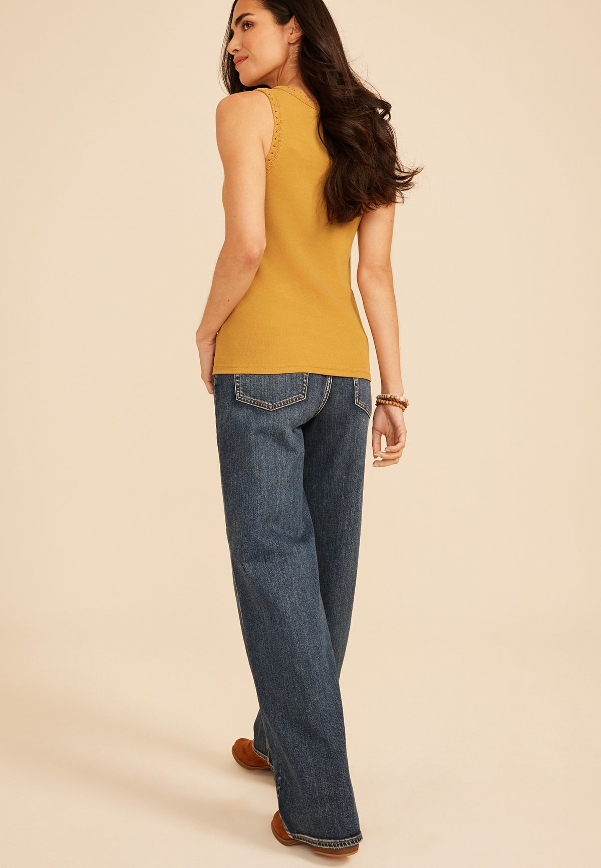Crochet Trim Rib Knit Tank Top