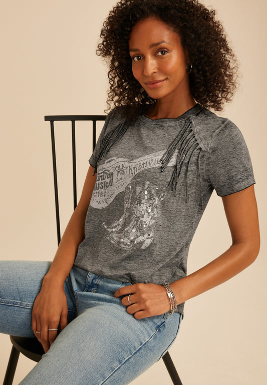 Country Music Fringe Trim Classic Graphic Tee