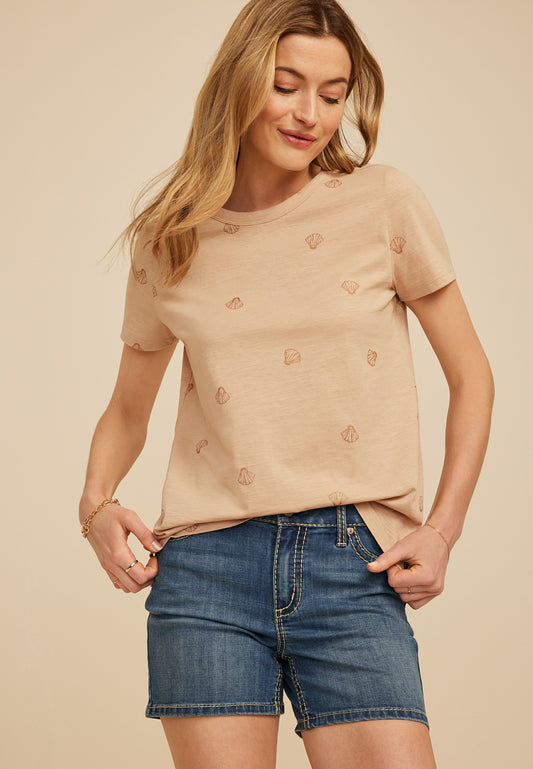 24/7 Dawson Shell Print Crew Neck Tee