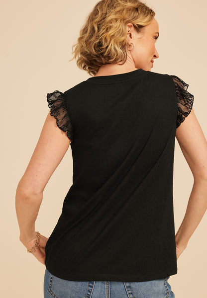 Lost In The Music Lace Trim Classic Fit Graphic Tee