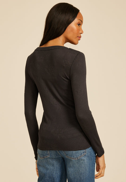 Floral Jacquard Mesh Top