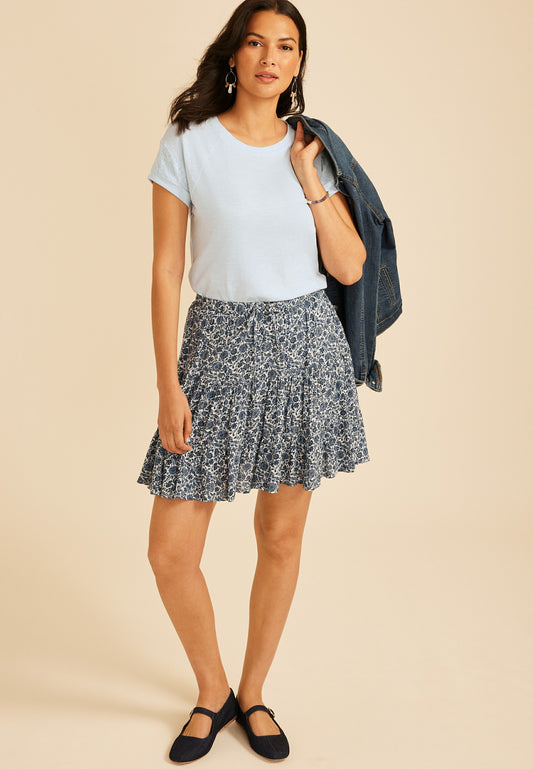 Lace Sleeve Crew Neck Tee