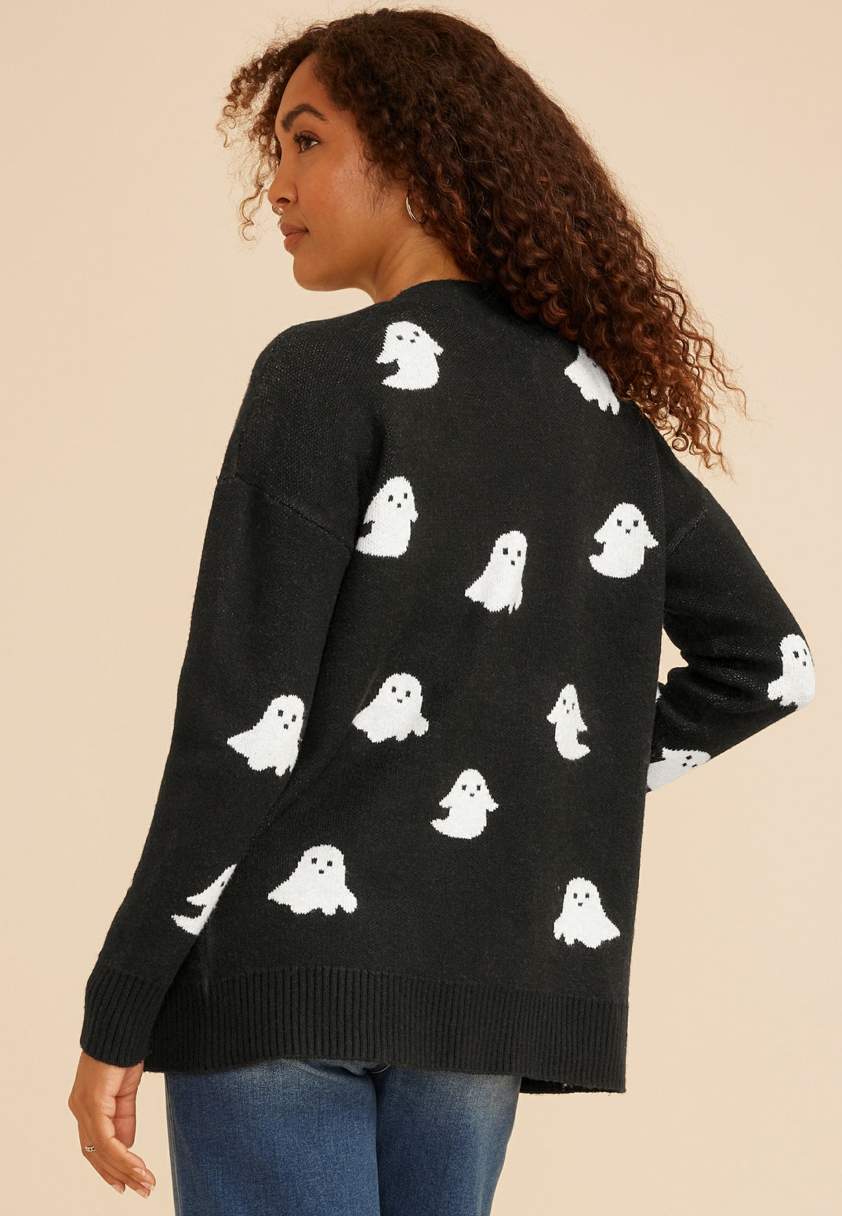 Beaded Ghost Open Front Cardigan