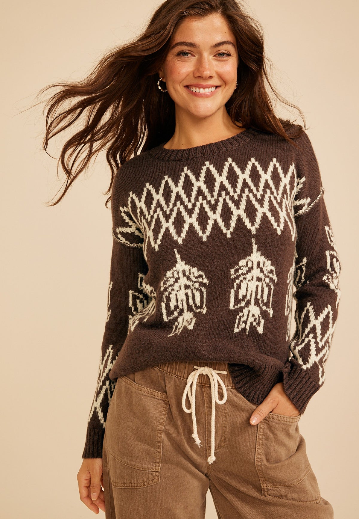Nordic Fair Isle Crew Neck Sweater