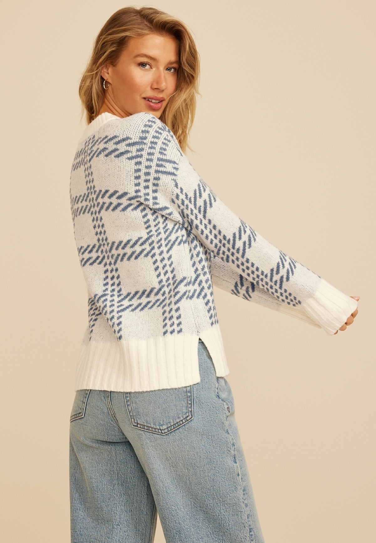 Plaid Crew Neck Sweater