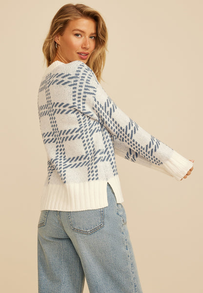 Plaid Crew Neck Sweater
