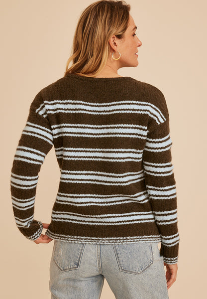 Variegated Stripe Boat Neck Sweater