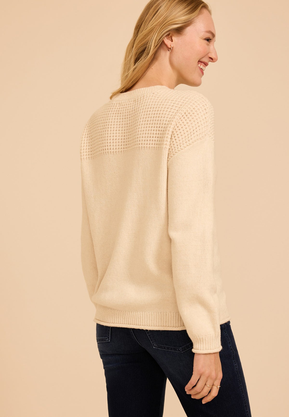 Waffle Yoke Pullover Sweater