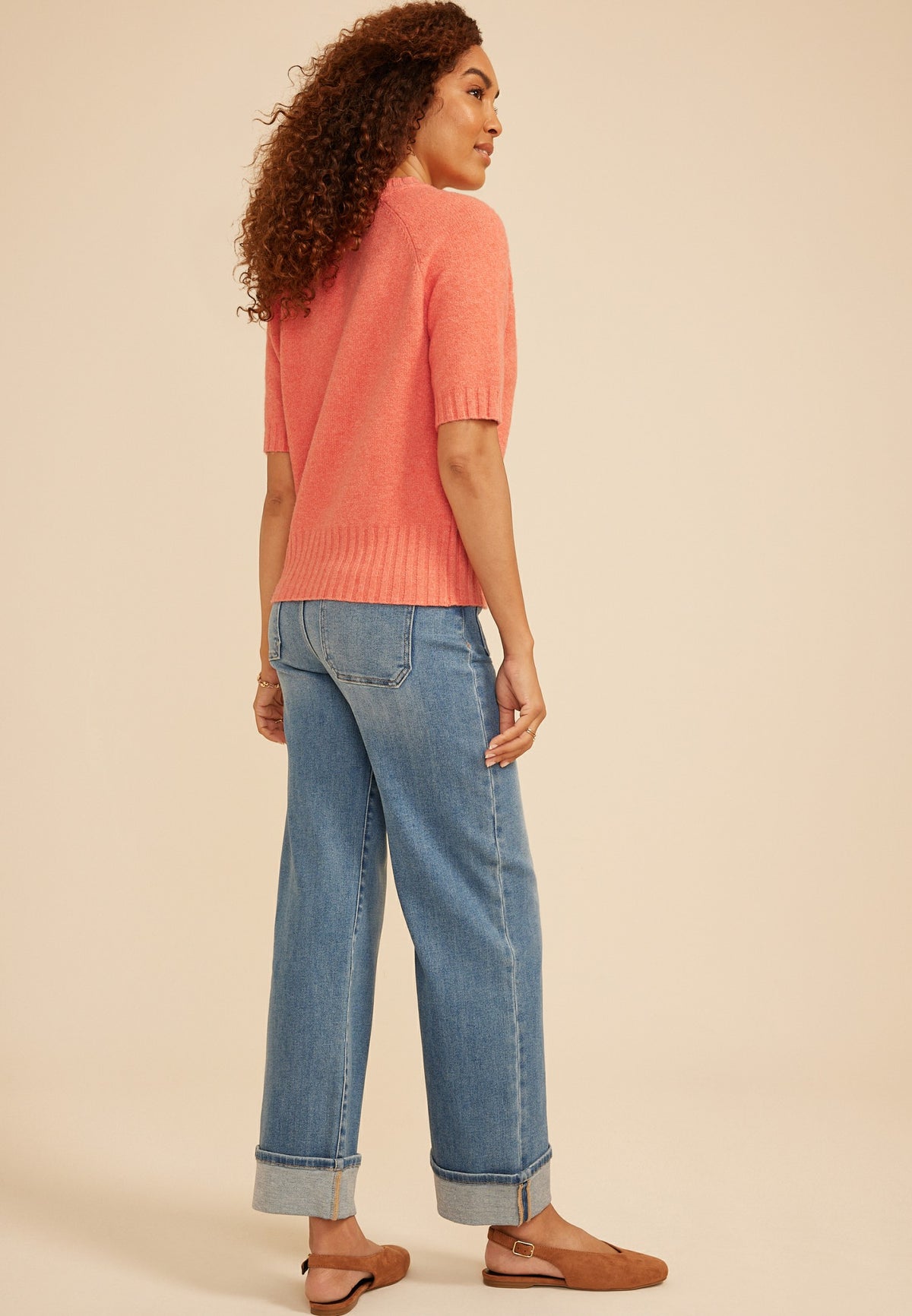 Short Sleeve Crew Neck Sweater