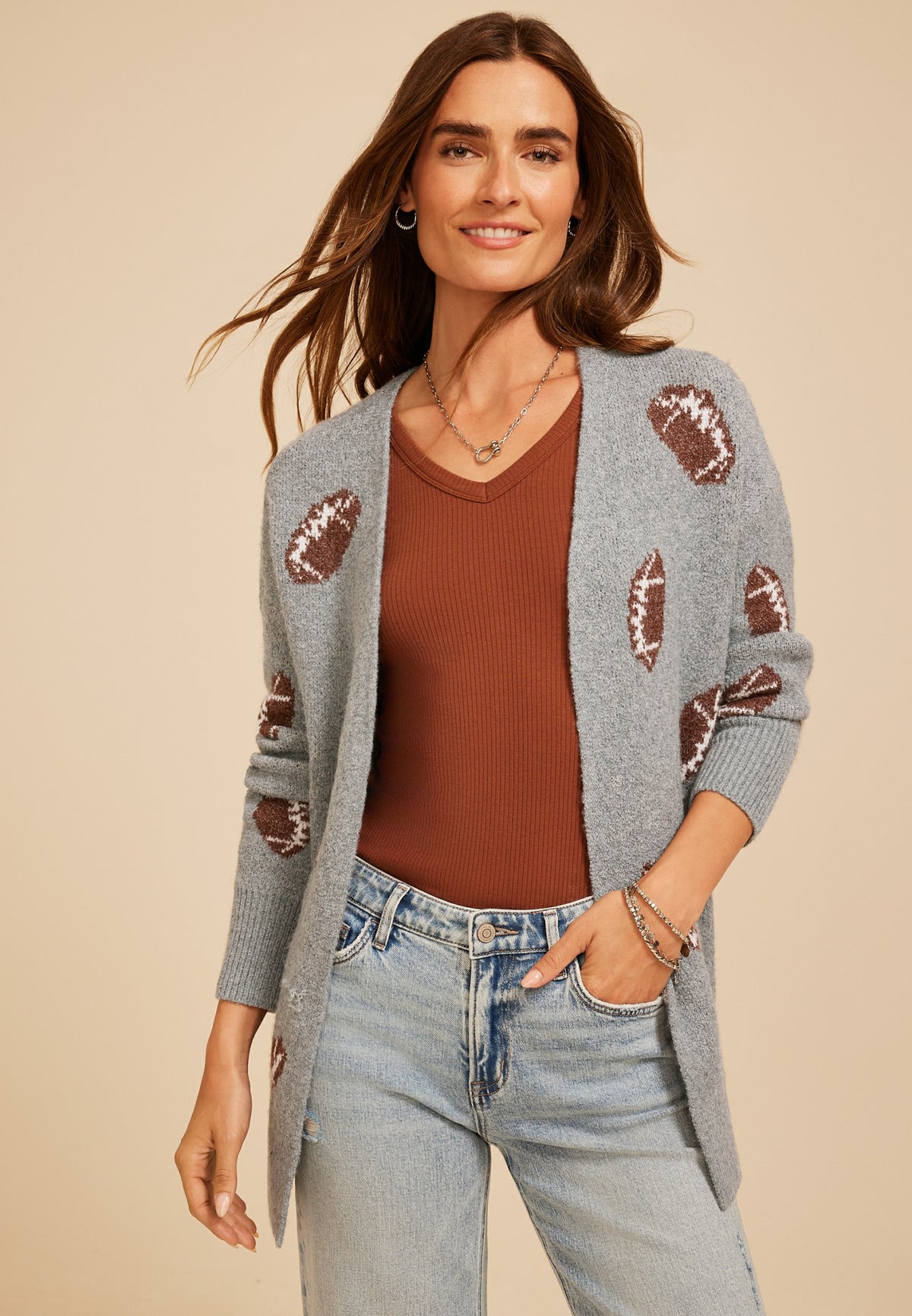 Football Open Front Cardigan