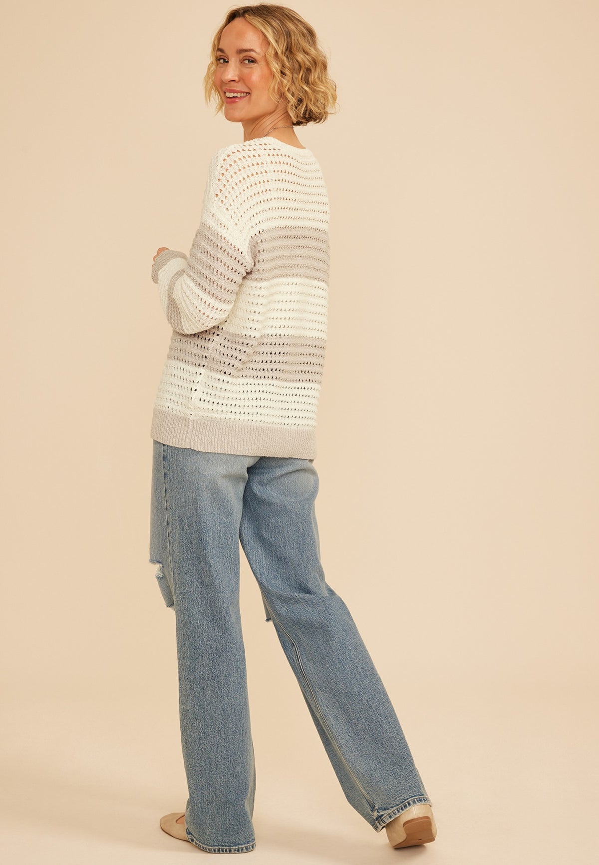 Boucle Stripe Crew Neck Sweater
